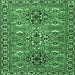 Square Machine Washable Persian Emerald Green Traditional Area Rugs, wshtr2349emgrn