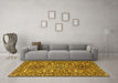 Machine Washable Persian Yellow Traditional Rug in a Living Room, wshtr2349yw