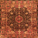 Round Machine Washable Persian Orange Traditional Area Rugs, wshtr234org