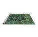 Sideview of Machine Washable Persian Turquoise Traditional Area Rugs, wshtr234turq