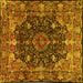 Square Machine Washable Persian Yellow Traditional Rug, wshtr234yw