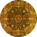 Round Machine Washable Persian Yellow Traditional Rug, wshtr234yw