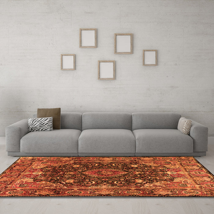Machine Washable Persian Orange Traditional Area Rugs in a Living Room, wshtr234org