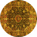 Round Persian Yellow Traditional Rug, tr234yw
