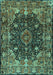 Machine Washable Persian Turquoise Traditional Area Rugs, wshtr234turq