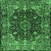 Square Machine Washable Persian Emerald Green Traditional Area Rugs, wshtr234emgrn