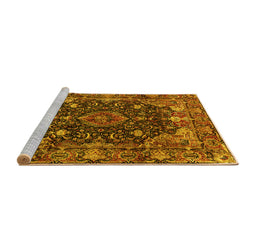 Sideview of Machine Washable Persian Yellow Traditional Rug, wshtr234yw