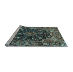 Sideview of Machine Washable Persian Light Blue Traditional Rug, wshtr234lblu