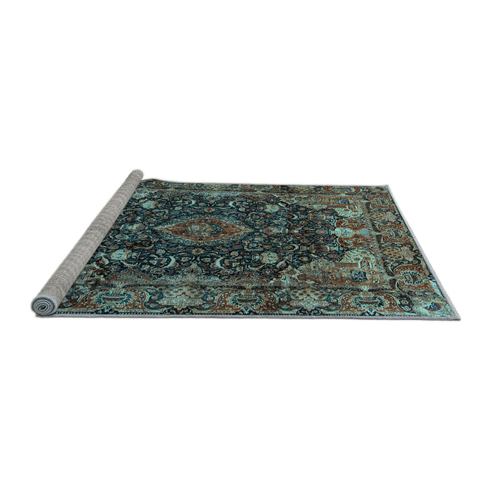 Sideview of Machine Washable Persian Light Blue Traditional Rug, wshtr234lblu