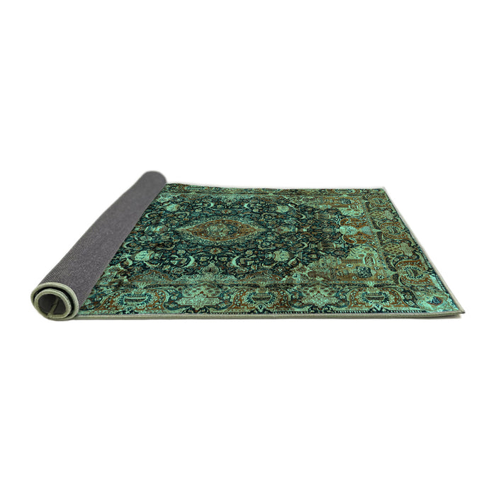 Sideview of Persian Turquoise Traditional Rug, tr234turq