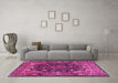 Machine Washable Persian Pink Traditional Rug in a Living Room, wshtr234pnk