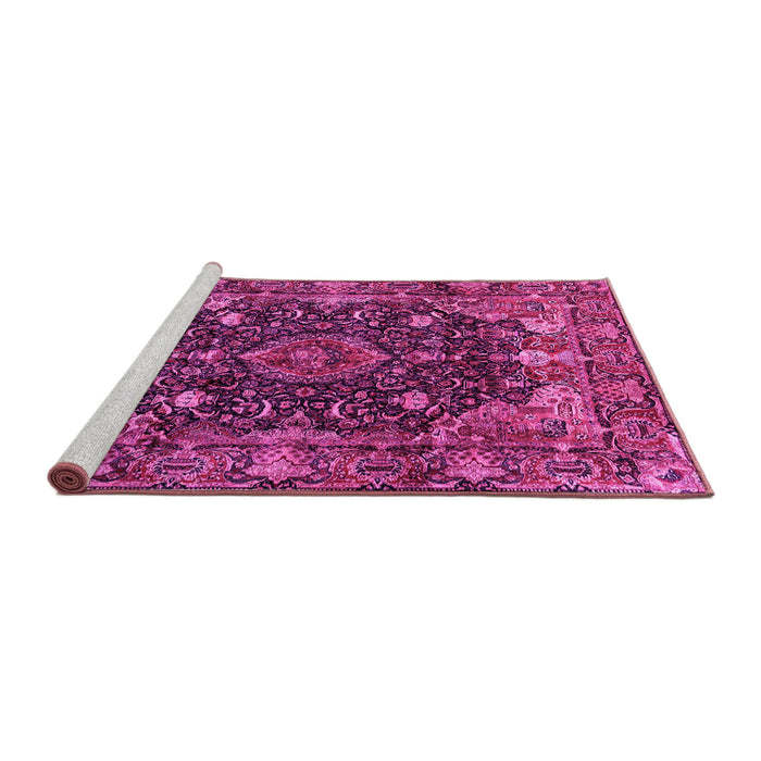 Sideview of Machine Washable Persian Pink Traditional Rug, wshtr234pnk