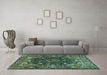 Machine Washable Persian Turquoise Traditional Area Rugs in a Living Room,, wshtr234turq