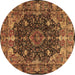 Round Persian Brown Traditional Rug, tr234brn