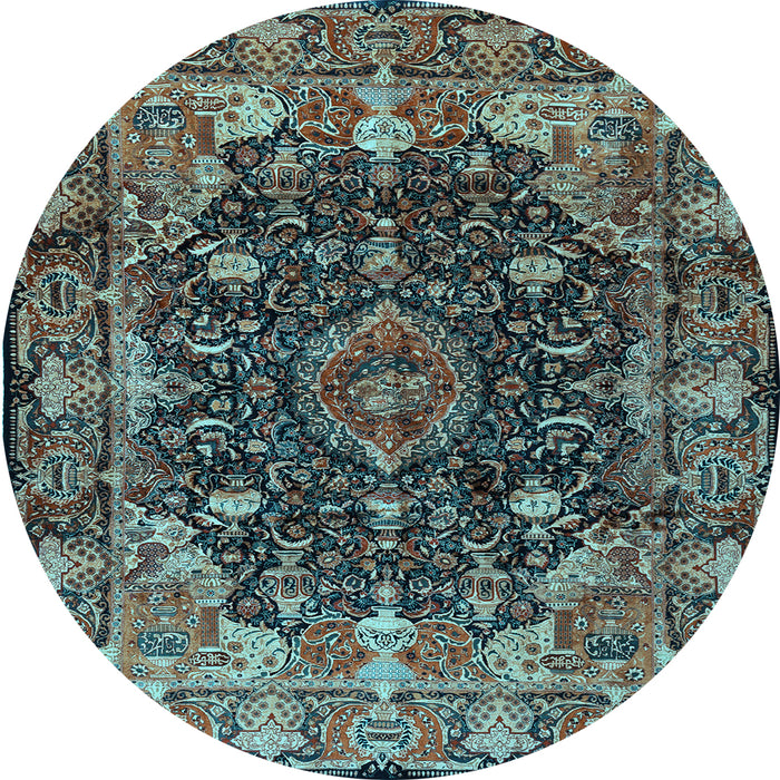 Round Persian Light Blue Traditional Rug, tr234lblu