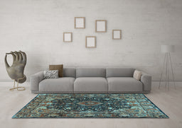 Machine Washable Persian Light Blue Traditional Rug in a Living Room, wshtr234lblu