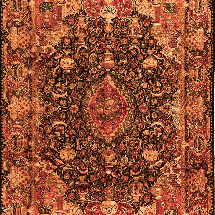 Serging Thickness of Machine Washable Persian Orange Traditional Area Rugs, wshtr234org
