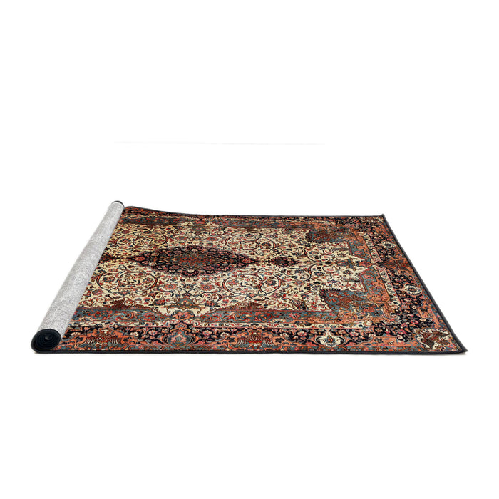 Sideview of Machine Washable Traditional Camel Brown Rug, wshtr235