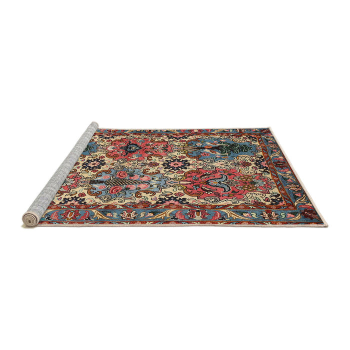 Sideview of Machine Washable Traditional Saffron Red Rug, wshtr2350