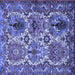 Square Machine Washable Persian Blue Traditional Rug, wshtr2350blu