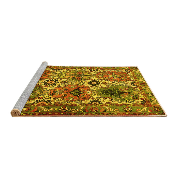 Sideview of Machine Washable Persian Yellow Traditional Rug, wshtr2350yw