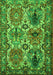 Serging Thickness of Machine Washable Persian Green Traditional Area Rugs, wshtr2350grn