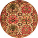 Square Persian Orange Traditional Rug, tr2350org