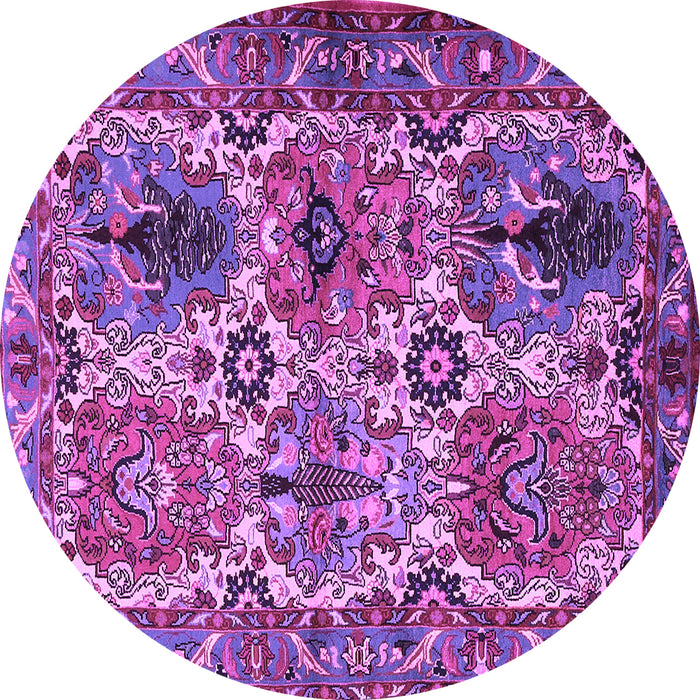 Round Machine Washable Persian Purple Traditional Area Rugs, wshtr2350pur