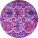 Round Machine Washable Persian Purple Traditional Area Rugs, wshtr2350pur