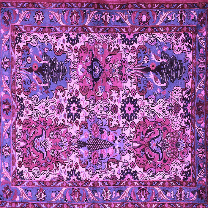Square Machine Washable Persian Purple Traditional Area Rugs, wshtr2350pur