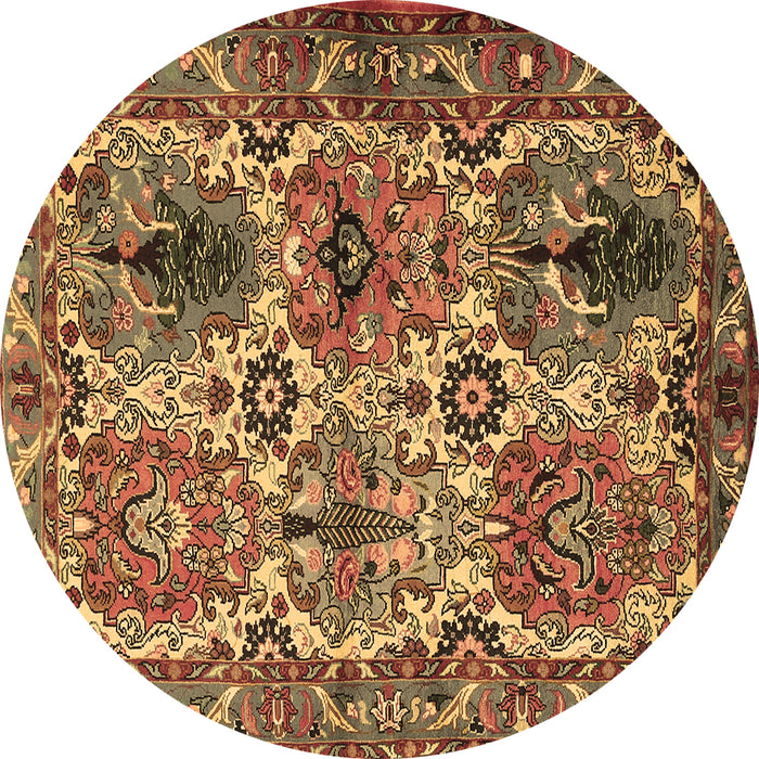 Round Persian Brown Traditional Rug, tr2350brn