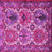 Square Machine Washable Persian Pink Traditional Rug, wshtr2350pnk