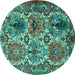 Round Persian Turquoise Traditional Rug, tr2350turq