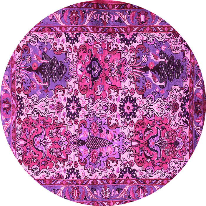 Round Machine Washable Persian Pink Traditional Rug, wshtr2350pnk