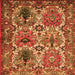 Round Machine Washable Persian Orange Traditional Area Rugs, wshtr2350org