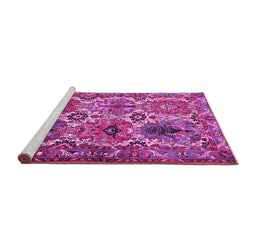 Sideview of Machine Washable Persian Pink Traditional Rug, wshtr2350pnk
