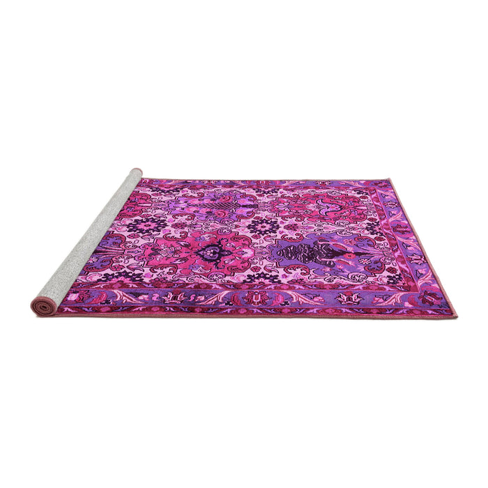 Sideview of Machine Washable Persian Pink Traditional Rug, wshtr2350pnk
