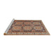 Square Machine Washable Traditional Red Brown Rug, wshtr2351