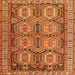 Round Machine Washable Persian Orange Traditional Area Rugs, wshtr2351org