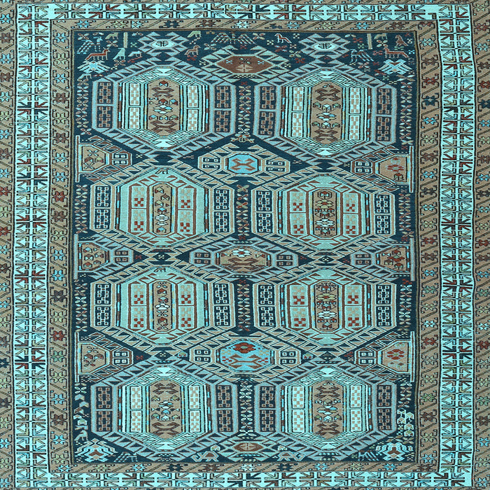 Square Machine Washable Persian Light Blue Traditional Rug, wshtr2351lblu