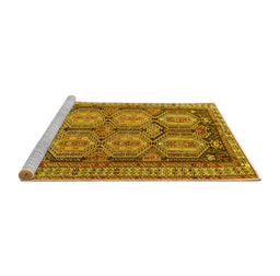 Sideview of Machine Washable Persian Yellow Traditional Rug, wshtr2351yw