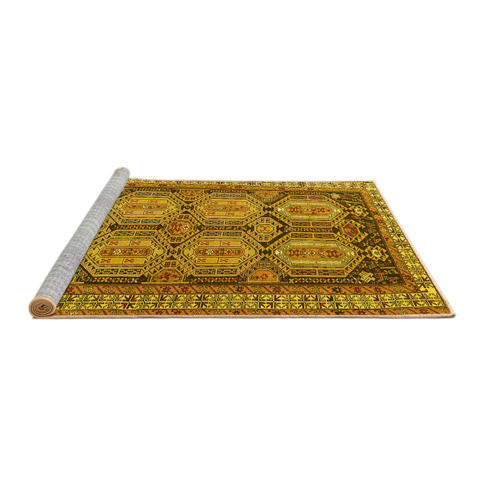 Sideview of Machine Washable Persian Yellow Traditional Rug, wshtr2351yw