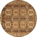 Round Machine Washable Persian Brown Traditional Rug, wshtr2351brn