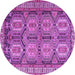 Round Machine Washable Persian Purple Traditional Area Rugs, wshtr2351pur