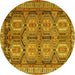 Round Machine Washable Persian Yellow Traditional Rug, wshtr2351yw