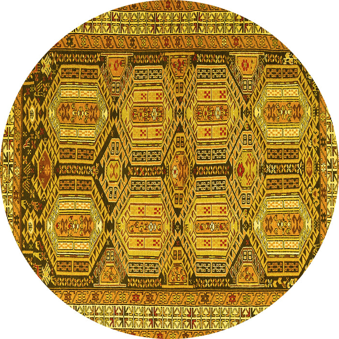 Round Persian Yellow Traditional Rug, tr2351yw