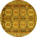 Round Persian Yellow Traditional Rug, tr2351yw