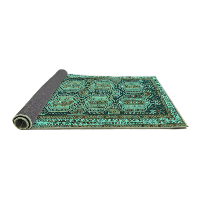 Sideview of Persian Turquoise Traditional Rug, tr2351turq