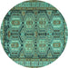 Round Persian Turquoise Traditional Rug, tr2351turq