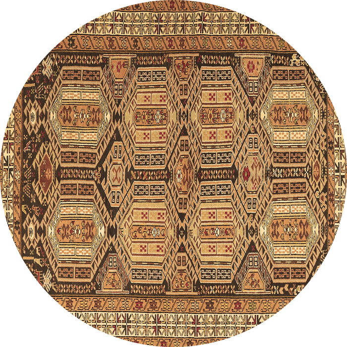 Round Persian Brown Traditional Rug, tr2351brn